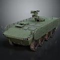 Green Armored Military Functional Vehicle With Multi Wheeled Design And Roof Turret