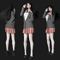 modern woman beauty figure jk school uniform girl miniskirt figure silk stockings figure long hair beauty jk beauty uniform campus goddess 3d model