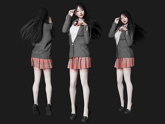 modern woman beauty figure jk school uniform girl miniskirt figure silk stockings figure long hair beauty jk beauty uniform campus goddess 3d model