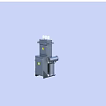 Industrial Equipment With Grey Metal Construction Safety Warning Signs And Cylindrical Component