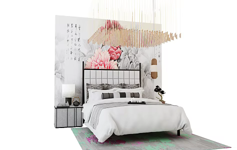 Background double bed 3d model