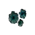 Set of Three Teal Lotus Shaped Wall Decor with Glossy Iridescent Finish