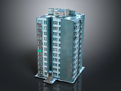 Modern Multi Story Office Building Exterior With Regular Windows And Main Entrance 3d model