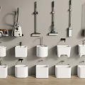 Bathroom Accessories Collection with Various Design Washbasins and Assorted Cleaning Tools 3d model