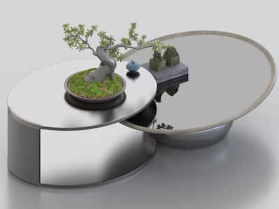 Coffee Table Coffee Table Simple Coffee Table Potted Moss Potted Plant 3d model