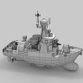 Detailed Warship Model Featuring Silver Body Red Bottom Antenna Radar And Deck Structure 3d model