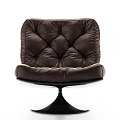 Brown Velvet Upholstered Accent Chair With Button Tufted Back And Round Black Base