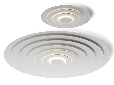 Modern White Ceiling Lights With Circular Layered Design And Inner Glowing Rings 3d model