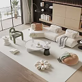 Modern sofa coffee table combination cream 3d model