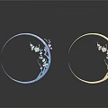 Stylish Circular Decorative Rings With Branch Flower Design Blue And Gold Finish On Reflective Surface