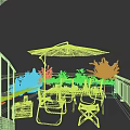 Luxury Villa Balcony With Outdoor Furniture Patio Umbrella And City View