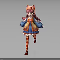 3D Anime Girl Character With Cat Ears Hat Pink Hair And Colorful Outfit