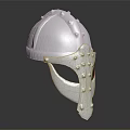 Ancient Decorative Metal Helmet With Intricate Patterns Rivets And Face Guard 3d model