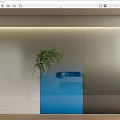 Modern Frosted Glass Partition With Integrated Lighting And Indoor Plant