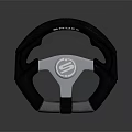 Modern Car Steering Wheel Featuring Gray Design And Central Logo Elements 3d model