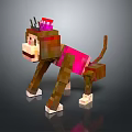 Pixel Art Monkey Game Character With Red Hat And Pink Vest Design 3d model