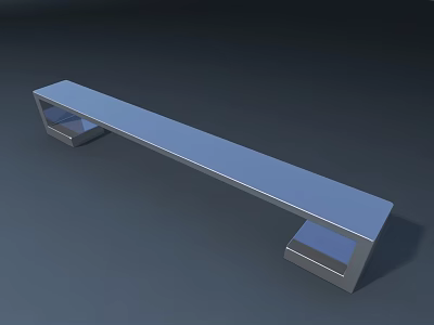 Modern Metal Cabinet Handle With Long Flat Design And Sturdy Support Base 3d model