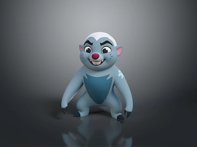 Game Movie Character Cute Blue Cartoon With White Head Red Nose Smiling Expression 3d model