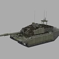 Military Camouflage Tank With Long Cannon Turret Antenna And Protective Cage