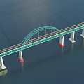 Modern Cable Stayed Bridge Design With Twin Towers Spanning Calm Water Surface 3d model