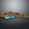 Colorful Shiny Fish Decorative Figurine With Blue Yellow Scales For Home Decor