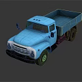 Blue Truck With Open Bed Front Design Side Mirrors And Headlights 3d model