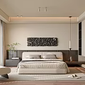 Modern Minimalist Bedroom Interior Design With Comfortable Bed And Decorative Wall Art
