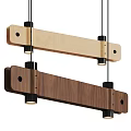 Modern Long Wooden Pendant Lights With Rectangular Frame And Hanging Design 3d model