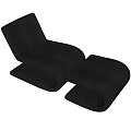 Stylish Black Leather Lounge Chair With Modern Curved Design And Comfortable Ottoman