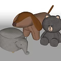 Cute Animal Shaped Kids Chair with Brown Dog Grey Bear and Elephant Design for Toddlers