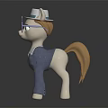 Cute Little Pony Wearing White Hat Blue Glasses And Blue Outfit Standing On Black Surface