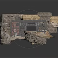 Rustic Rock Wall Structure With Wooden Door And Stone Details