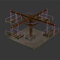 Outdoor Playground Rotating Swing Equipment With Wooden Seats Metal Frame And Concrete Base