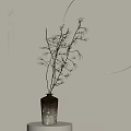 Autumn Themed Decor With Black Vase Dried Branches And Round Moon