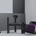 Modern Wooden Accent Chair With Minimalist Design And Side File Holder With Purple Folders