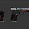 CounterBlok Pistol With Black White Orange Design And Detachable Magazine