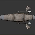Steampunk Airship Design Featuring Cylindrical Hull Metallic Frame And Propeller Details