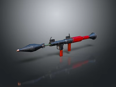 Red and Black Rocket Launcher With Launch Tube And Stand Design 3d model