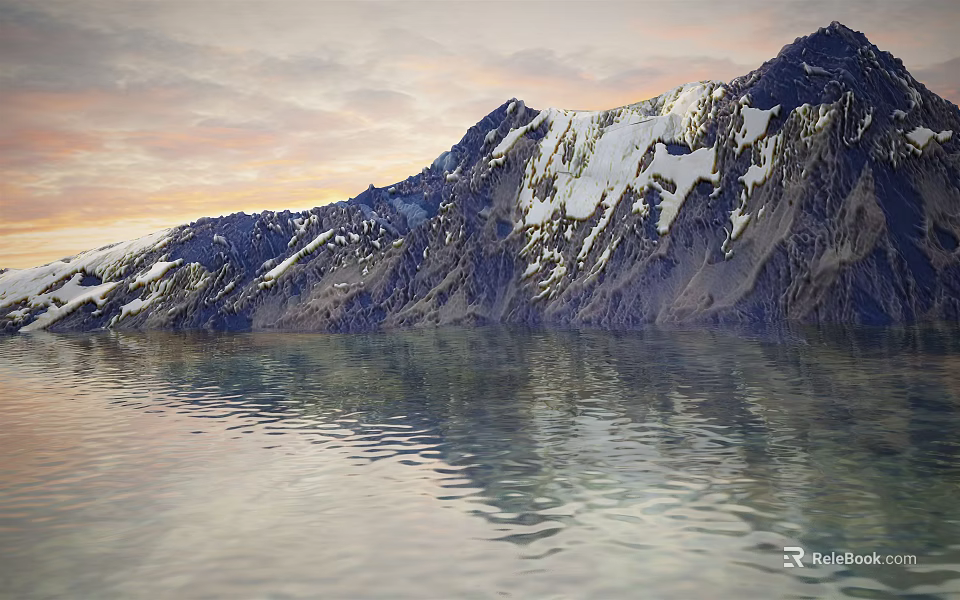 Stunning Scenic Mountain View With Snowy Peaks And Clear Water Reflections 3d model 