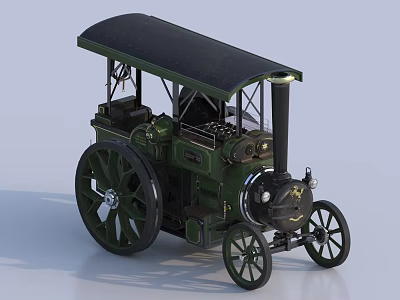 Vintage Green Steam Train Model With Large Wheels Black Roof And Chimney Design 3d model