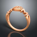 Elegant Rose Gold Ring With Pave Gemstone Setting And Unique Band Design