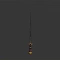 Fantasy Decorative Sword With Curved Colorful Blade And Ornate Gold Red Hilt Design