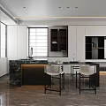 Modern Dining and Living Room Interior With Sofa Coffee Table Round Rug And Staircase