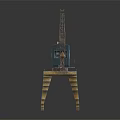 Industrial Crane Model Featuring Blue Control Room And Yellow Boom Legs