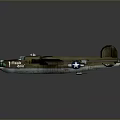 Vintage Space Exploration Aircraft Model with Green Fuselage Four Propellers and White Star Wing Markings