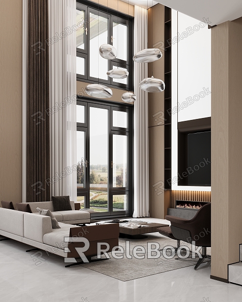 modern pick empty living room villa living room model