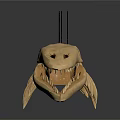 Sharp Toothed Fish Skeleton Display With Black Support Rods On Dark Background