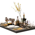 Modern Tableware Ornaments Combination 3d model