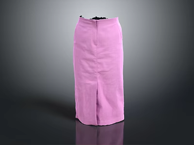 Pink High Waist Midi Skirt With Front Slit And Classic Design 3d model