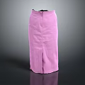 Pink High Waist Midi Skirt With Front Slit And Classic Design